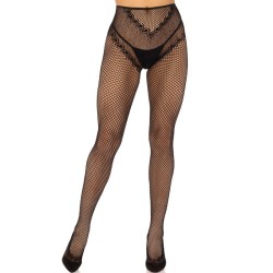 LEG AVENUE - CROTCHLESS FISHNET STOCKINGS RED