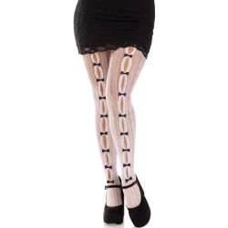 LEG AVENUE - STOCKINGS WITH OPENINGS HEART and BOWS PINK
