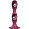 SATISFYER - DOUBLE BALL-R SILICONE DILDO GARNET