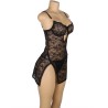 SUBBLIME - 954185 BABYDOLL EN DENTELLE À BRETELLES RÉGLABLES NOIRE S-M