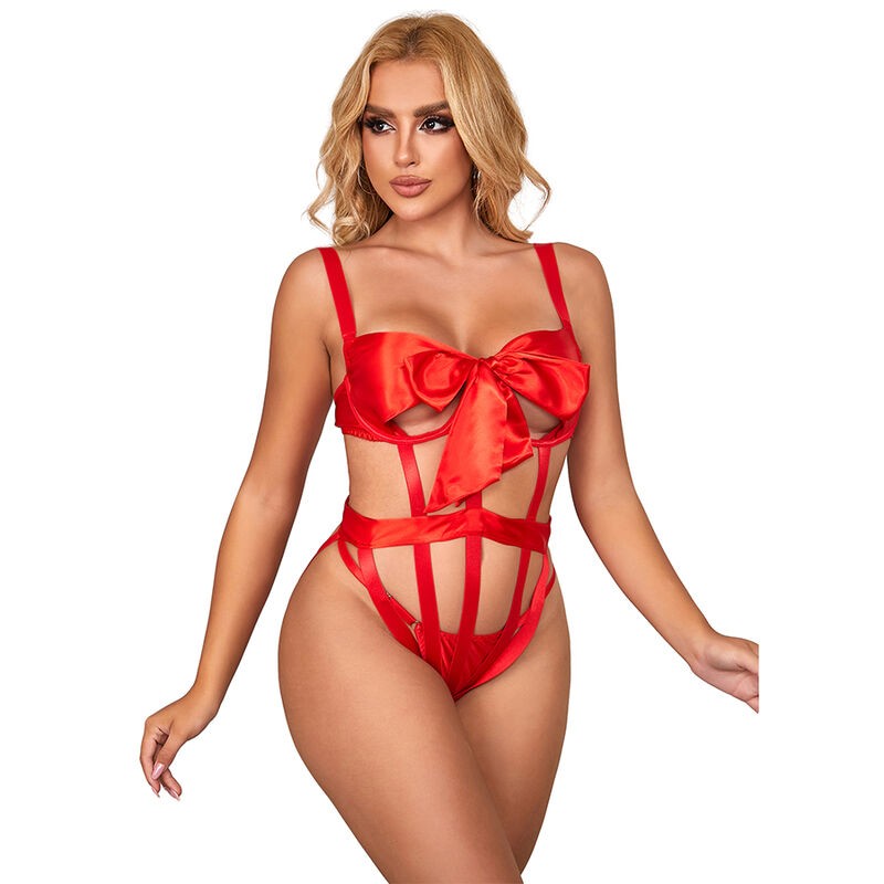 SUBBLIME - 954468 SEXY OPENWORK BODY WITH BOW RED S-M