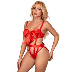 SUBBLIME - 954468 SEXY OPENWORK BODY WITH BOW RED S-M