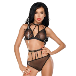 ME-SEDUCE - DOTTY ENSEMBLE DEUX PIÈCES NOIR S-M