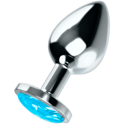 OHMAMA - ANALPLUG MIT BLAUEM KRISTALL L