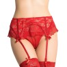 QUEEN LINGERIE - THONG WITH LACE GARTER S-M
