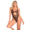 SUBBLIME - 955229 TRANSPARENT BODYSUIT WITH HOLLOW LACE BLACK L-XL
