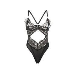 SUBBLIME - 955229 BODY TRANSPARENT AVEC DENTELLE CREUSE NOIR L-XL