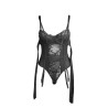 SUBBLIME - 955502 SPITZEN-BODYSUIT MIT SCHLEIFEN UND STRAPSEN SCHWARZ L-XL