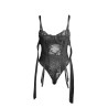 SUBBLIME - 955502 LACE BODYSUIT WITH BOWS AND GARTERS BLACK L-XL