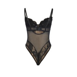 SUBBLIME - 955625 BODY EN DENTELLE AVEC FERMETURE EN BAS NOIR L-XL