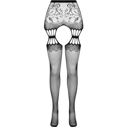 PASSION - S027 COLLANT NERO CON GIARRETTIERA TAGLIA UNICA