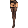 LEG AVENUE - LACE THIGH HIGHS and GARTERBELT BLACK