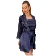 LIVCO CORSETTI FASHION - JACQUELINE LC 90249 DRESSING GOWN + SHIRT + PANTY NAVY BLUE L/XL