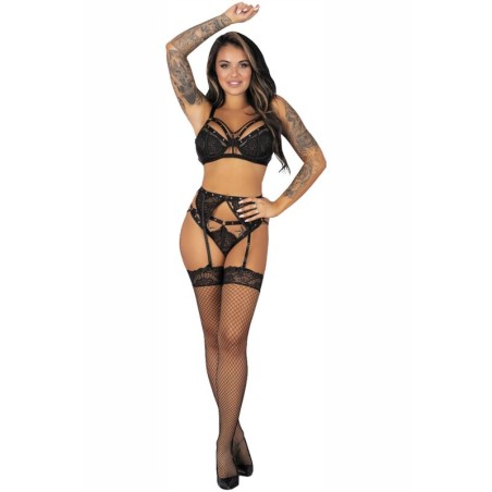 LIVCO CORSETTI FASHION - POJZON LC 90670 BRA GARTER BELT STOCKINGS PANTY BLACK