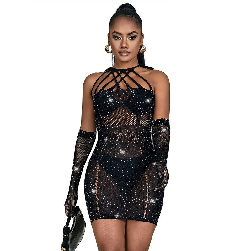 SUBBLIME - 952235 ABITO A RETE CON STRASS NERO TAGLIA UNICA SUBBLIME - 952235 ABITO A RETE CON STRASS NERO TAGLIA UNICA