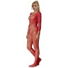 SUBBLIME - 952419 BODYSTOCKING RÉSILLE AVEC LOSANGES MANCHES LONGUES ROUGE XS-M