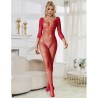 SUBBLIME - 952419 BODYSTOCKING DE REJILLA CON DIAMANTES MANGA LARGA ROJO XS-M