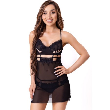 LIVCO CORSETTI FASHION - MAIA 20247 BABYDOLL TANGA SCHWARZ S-M