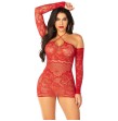 LEG AVENUE - OFF-SHOULDER LONG-SLEEVED MESH MINI DRESS RED LEG AVENUE - OFF-SHOULDER LONG-SLEEVED MESH MINI DRESS RED