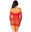 LEG AVENUE - ABITO MINI A RETE CON MANICHE LUNGHE E SPALLE SCOPERTE ROSSO LEG AVENUE - ABITO MINI A RETE CON MANICHE LUNGHE E SPALLE SCOPERTE ROSSO