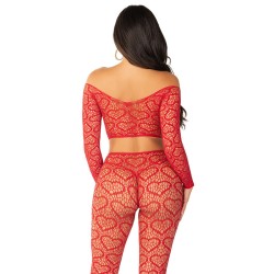 LEG AVENUE - CROP TOP BAS ROUGE TAILLE UNIQUE