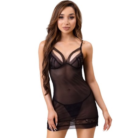 LIVCO CORSETTI FASHION - TIANA LC 20208 CHEMISE TANGA SCHWARZ S-M