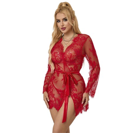 SUBBLIME - 953775 CAMISÓN DE ENCAJE TANGA ROJO S-M