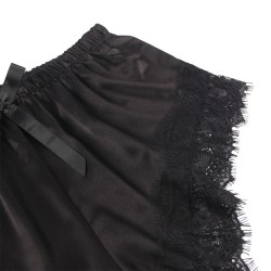 SUBBLIME - 953942 CHEMISE DE NUIT DÉCONTRACTÉE EN SOIE PANTALON EN DENTELLE NOIR L-XL