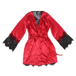 SUBBLIME - 954024 SPITZEN-UNTERHEMD MIT TRANSPARENTEM RÜCKEN UND STRING, ROT-SCHWARZ, L-XL