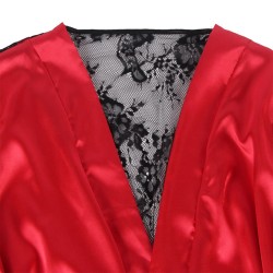SUBBLIME - 954024 SPITZEN-UNTERHEMD MIT TRANSPARENTEM RÜCKEN UND STRING, ROT-SCHWARZ, L-XL