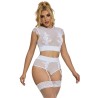 SUBBLIME - 954031 BRA PANTIES WITH GARTER BELT WHITE S-M