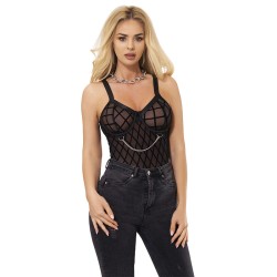 SUBBLIME - 9542277 BODY AVEC CHAÎNES PORTE-JARRETELLES NOIR L-XL