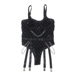 SUBBLIME - 9542277 BODY WITH CHAINS GARTER BELT BLACK L-XL