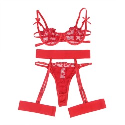 SUBBLIME - 954338 BH STRING STRUMPFGÜRTEL MIT HERZDRUCK ROT L-XL
