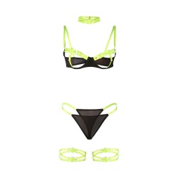 SUBBLIME - 955281 BH-SET MIT HALSKETTE UND BEINDETAILS FLUORESZIERENDES GRÜN L-XL
