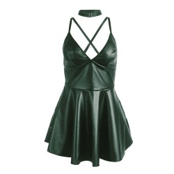 SUBBLIME - 955434 DRESS WITH GREEN LEATHER STRAPS S-M
