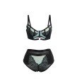 SUBBLIME - 955564 GREEN PATENT LEATHER MESH ZIPPER BRA SET L-XL SUBBLIME - 955564 GREEN PATENT LEATHER MESH ZIPPER BRA SET L-XL