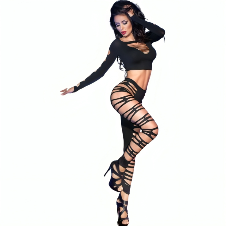 CHILIROSE - CR 3654 TOP and LEGGINS SCHWARZ S-M