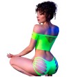 CHILIROSE - CR 4433 TOP and SHORTS GREEN S-M