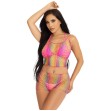 LEG AVENUE - SET TOP and HOSE NETZ MEHRFARBIG