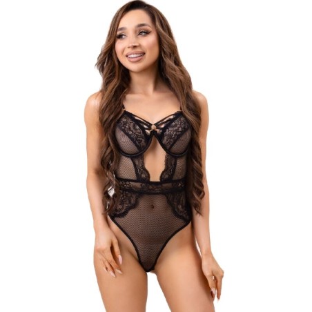 LIVCO CORSETTI FASHION - PAULA LC 20209 BODY WITH LACE DECORATIONS BLACK S-M
