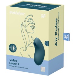 SATISFYER - VULVA LOVER 2 AIR PULSE STIMULATOR and VIBRATOR BLUE
