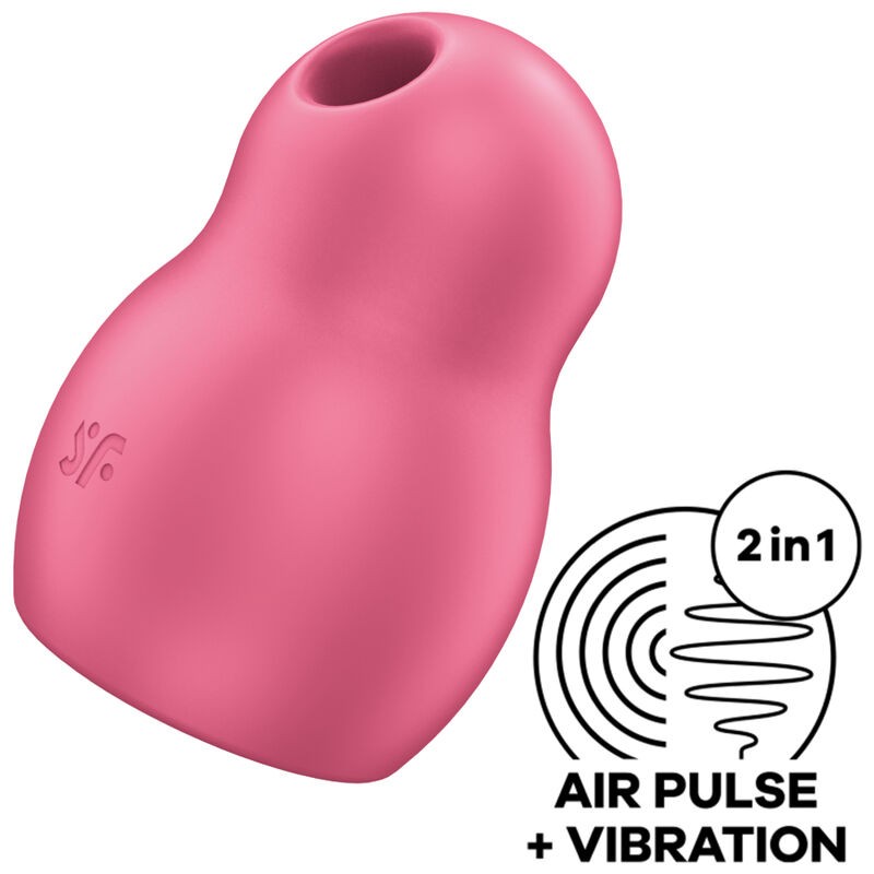 SATISFYER - PRO TO GO 1 DOUBLE AIR PULSE STIMULATOR and VIBRATOR RED