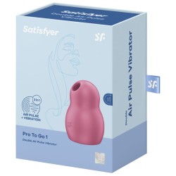 SATISFYER - PRO TO GO 1 DOUBLE AIR PULSE STIMULATOR and VIBRATOR RED