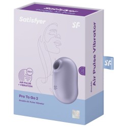 SATISFYER - PRO TO GO 2 DOUBLE AIR PULSE STIMULATOR and VIBRATOR VIOLET