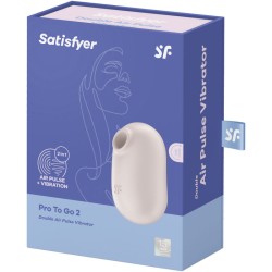SATISFYER - PRO TO GO 2 DOUBLE AIR PULSE STIMULATOR and VIBRATOR VIOLET