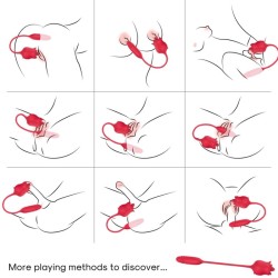 ARMONY - 3 IN 1 ROSA, STIMOLATORE, ASPIRAZIONE E SUandGIÙ CON CODA ROSSA