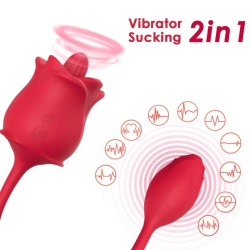 ARMONY - PINK 2 IN 1 SUCTION STIMULATOR and VIBRATOR 10 MODES WITH RED TAIL