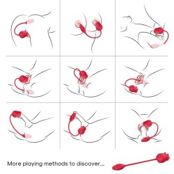 ARMONY - PINK 2 IN 1 SUCTION STIMULATOR and VIBRATOR 10 MODES WITH RED TAIL