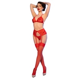 CHILIROSE - CR 4848 ENSEMBLE SOUTIEN-GORGE STRING BAS EN DENTELLE ROUGE S